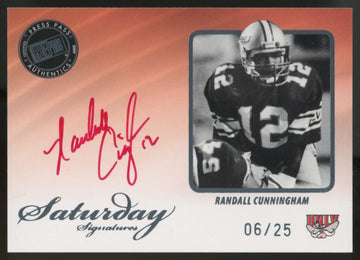 2009 Press Pass Authentics Randall Cunningham Saturday Red Ink Auto /25 #SS-RC