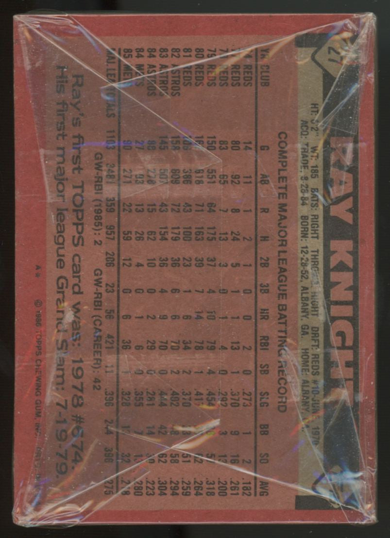 1986 Topps Baseball Grocery Cello Pack Sealed Nolan Ryan On Front