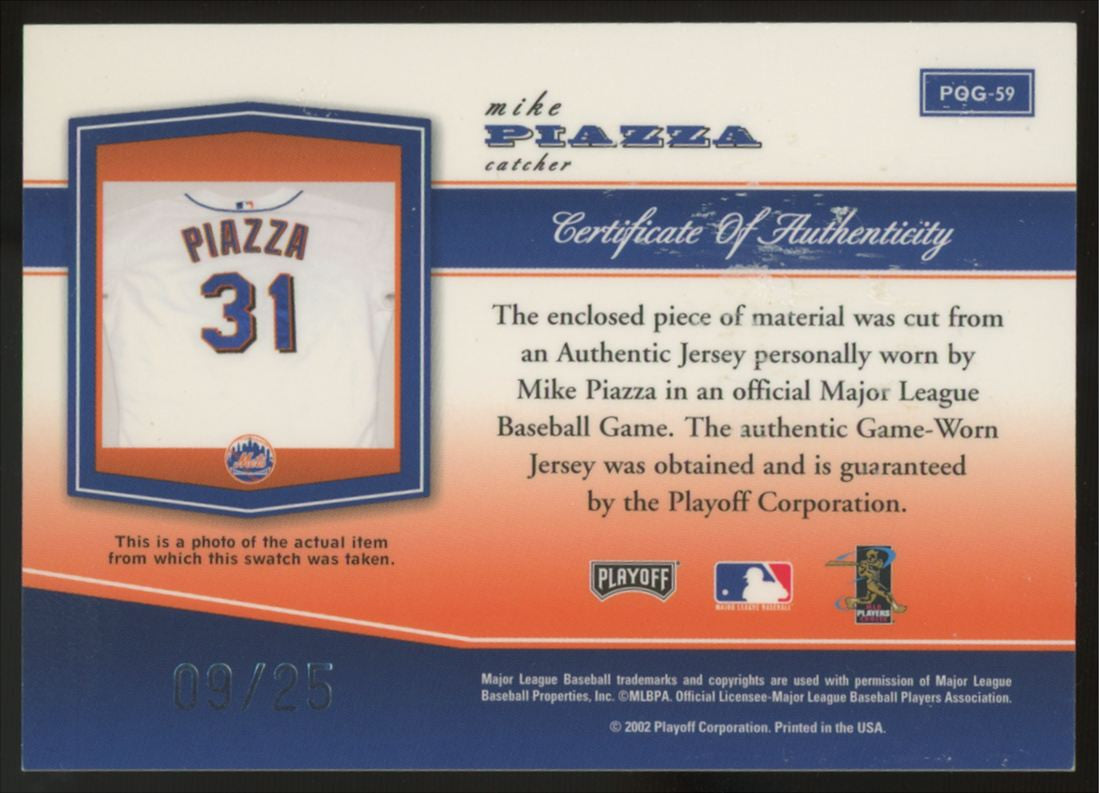 2002 Playoff Piece Of The Game Mike Piazza Patch /25 #POG-59