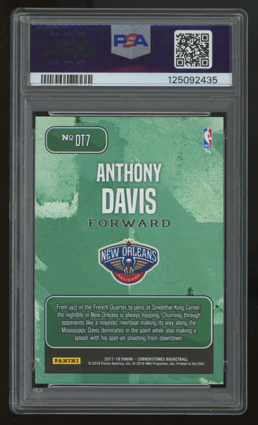 2017-18 Panini Cornerstones Anthony Davis Downtown SSP #DT7 PSA 10