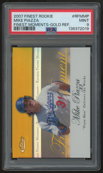 2007 Topps Finest Mike Piazza Gold Rookie Moments /50 #RFM-MP PSA 9