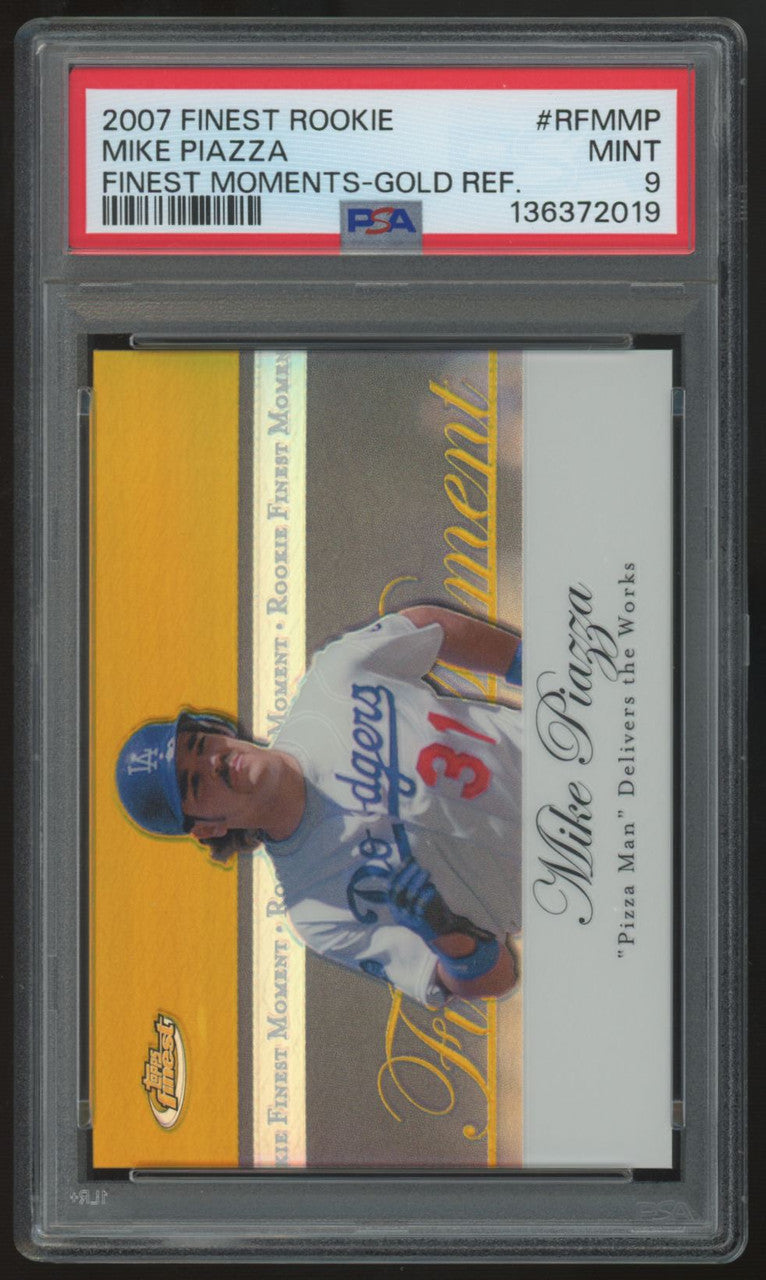 2007 Topps Finest Mike Piazza Gold Rookie Moments /50 #RFM-MP PSA 9