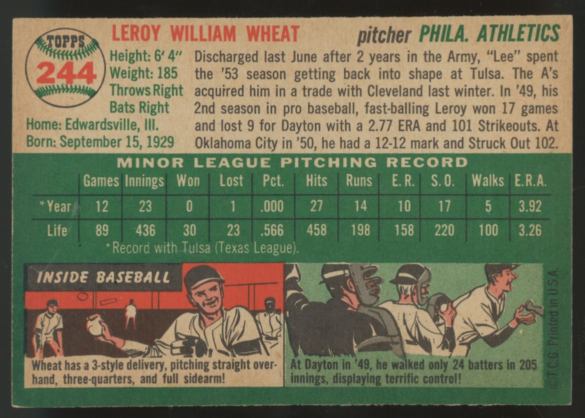 1954 Topps Leroy Wheat #244 NM