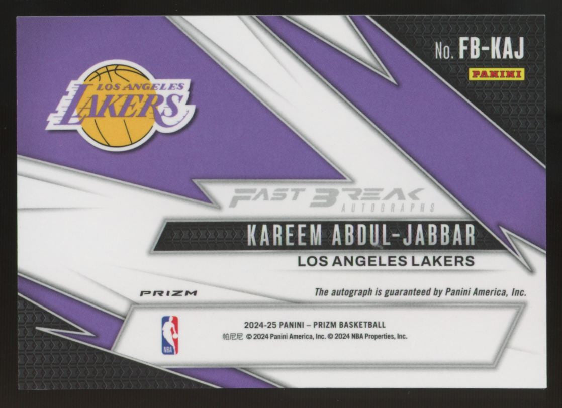 2024-25 Panini Prizm Kareem Abdul-Jabbar Fast Break Auto #FB-KAJ