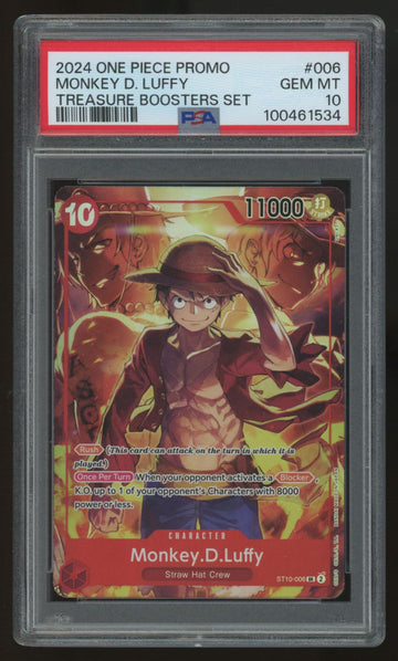 2024 One Piece Monkey D. Luffy Treasure Booster Promo #006 PSA 10