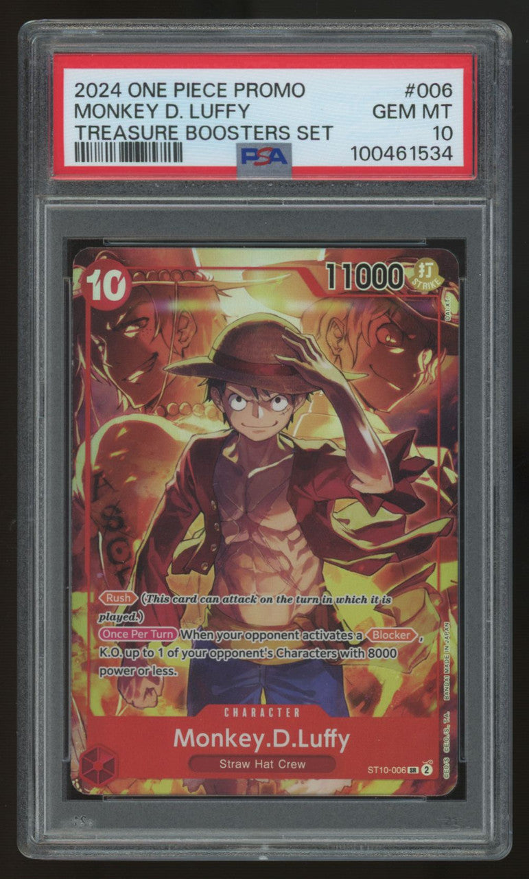2024 One Piece Monkey D. Luffy Treasure Booster Promo #006 PSA 10