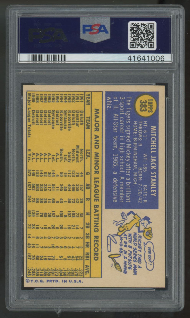 1970 Topps Mickey Stanley #383 PSA 9