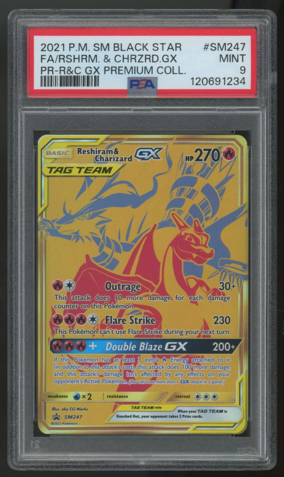 2021 Pokemon Reshiram & Charizard GX Premium Collection Promo #SM247 PSA 9