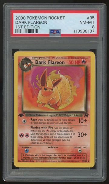 2000 Pokemon Dark Flareon Team Rocket 1st Edition #35 PSA 8