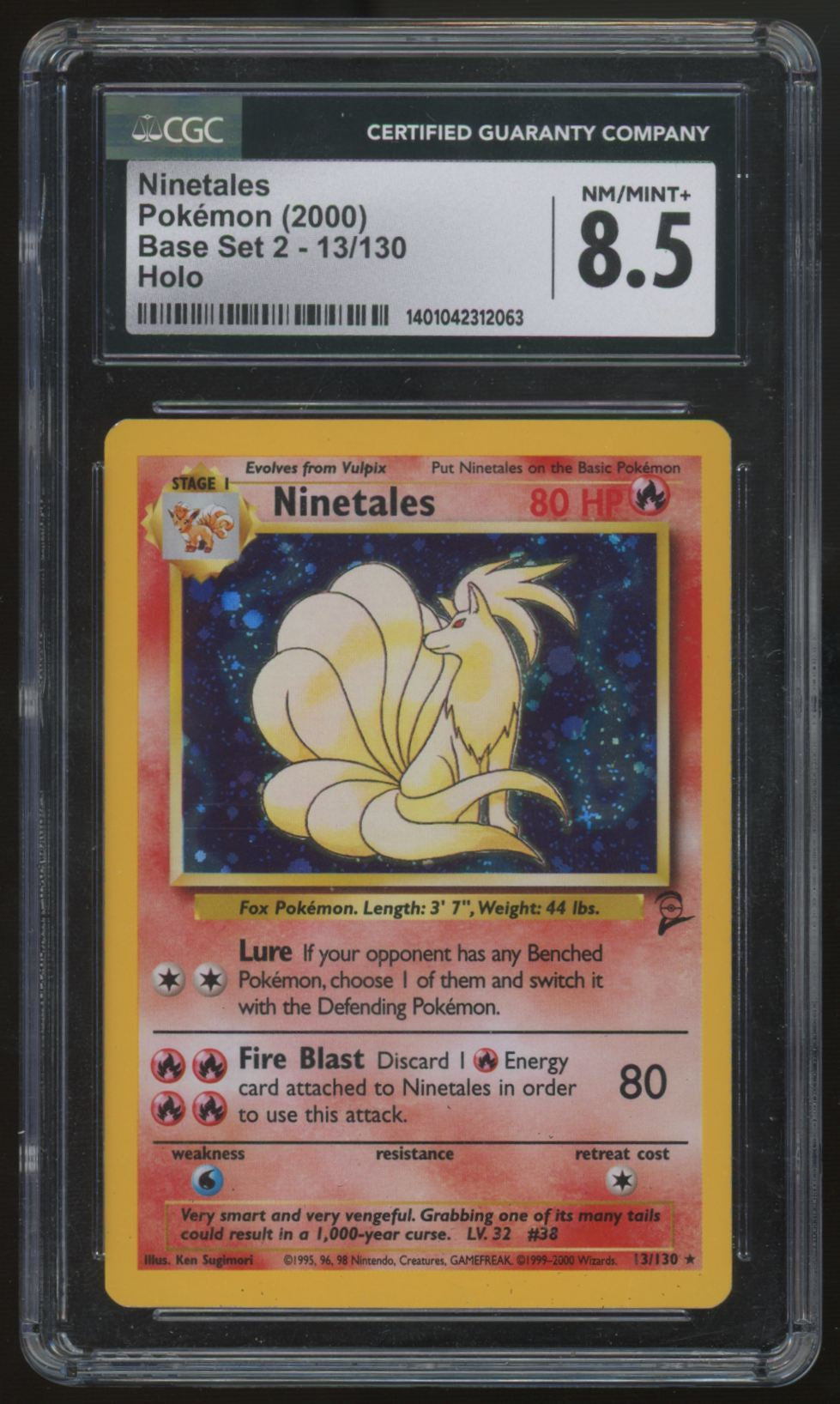 2000 Pokemon Ninetales Base Set 2 Holo #13 CGC 8.5