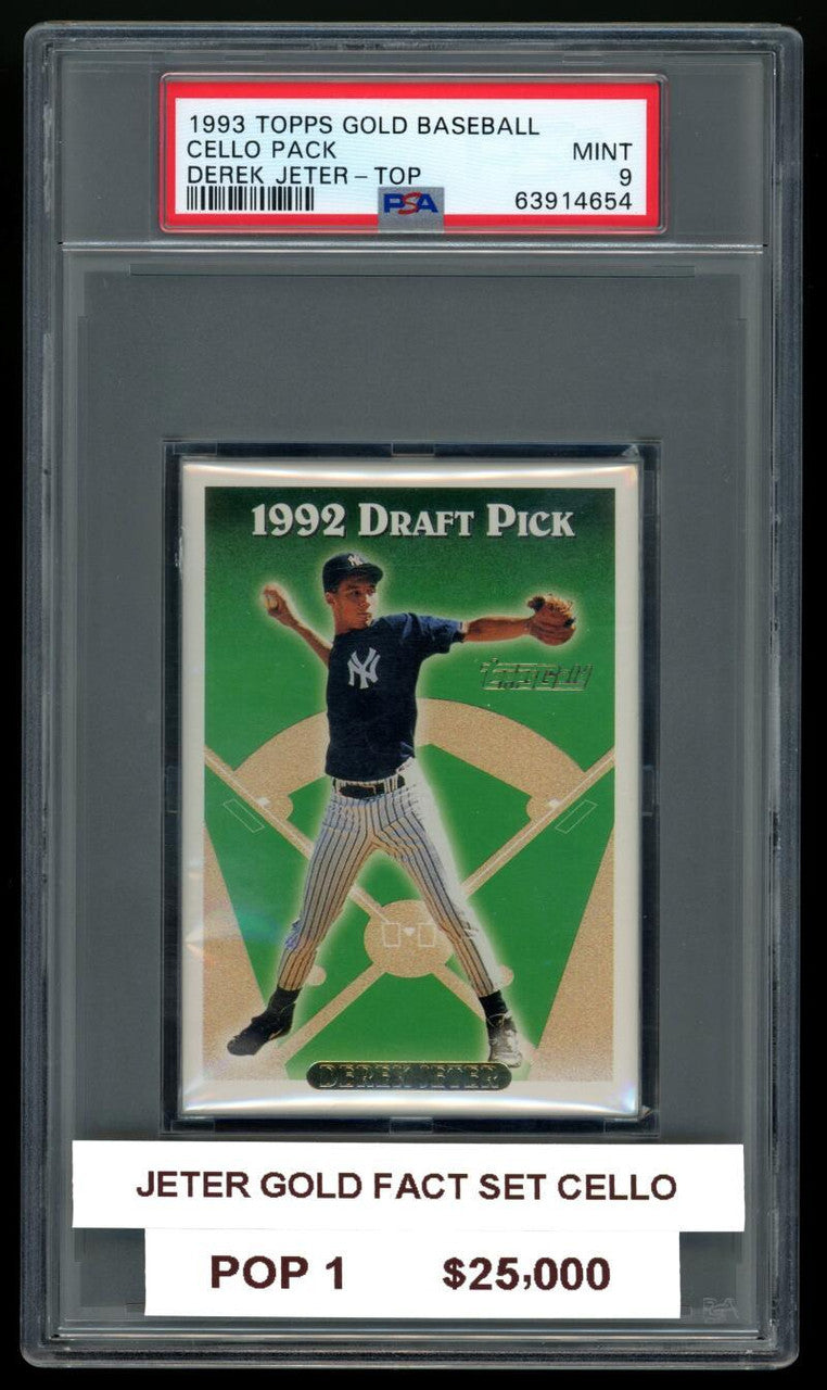1993 Topps Gold Baseball Cello Pack w/ Derek Jeter RC Top POP 1 PSA 9 MINT