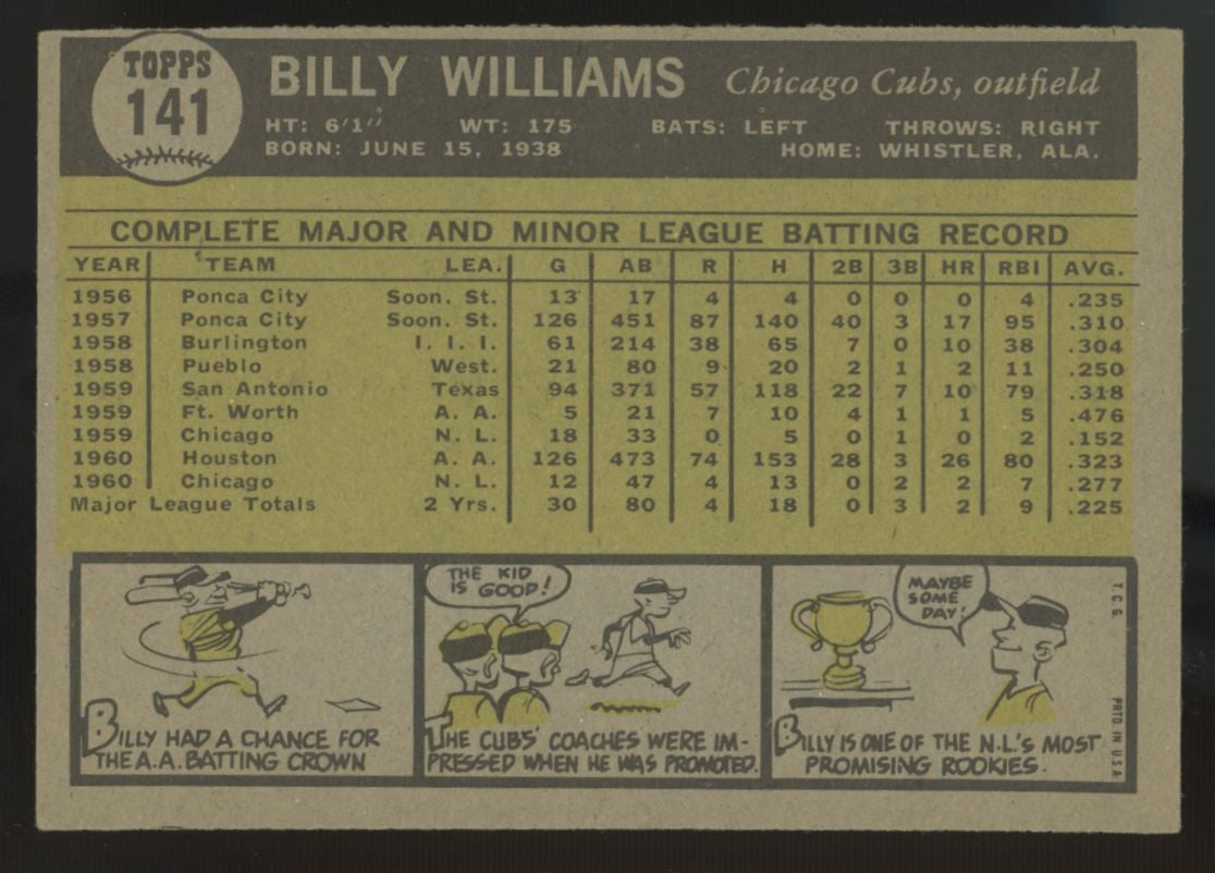 1961 Topps Billy Williams RC #141 EX-MT