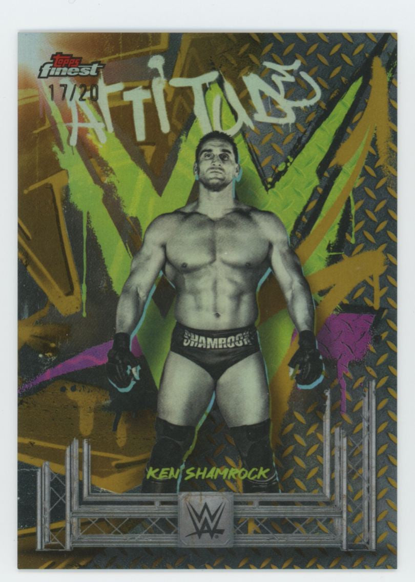 2025 Topps Finest WWE Ken Shamrock Rare Gold Refractor /20 #277