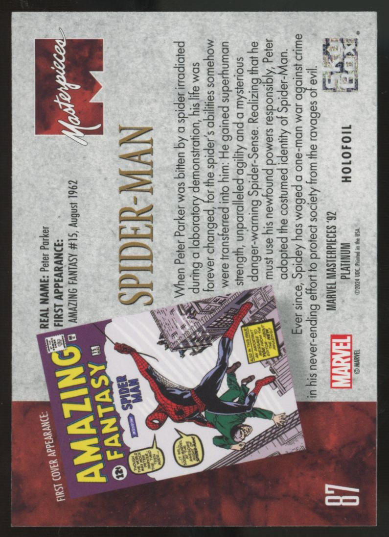2024 UD Marvel Masterpieces 92' Platinum Spider-Man Holofoil #87