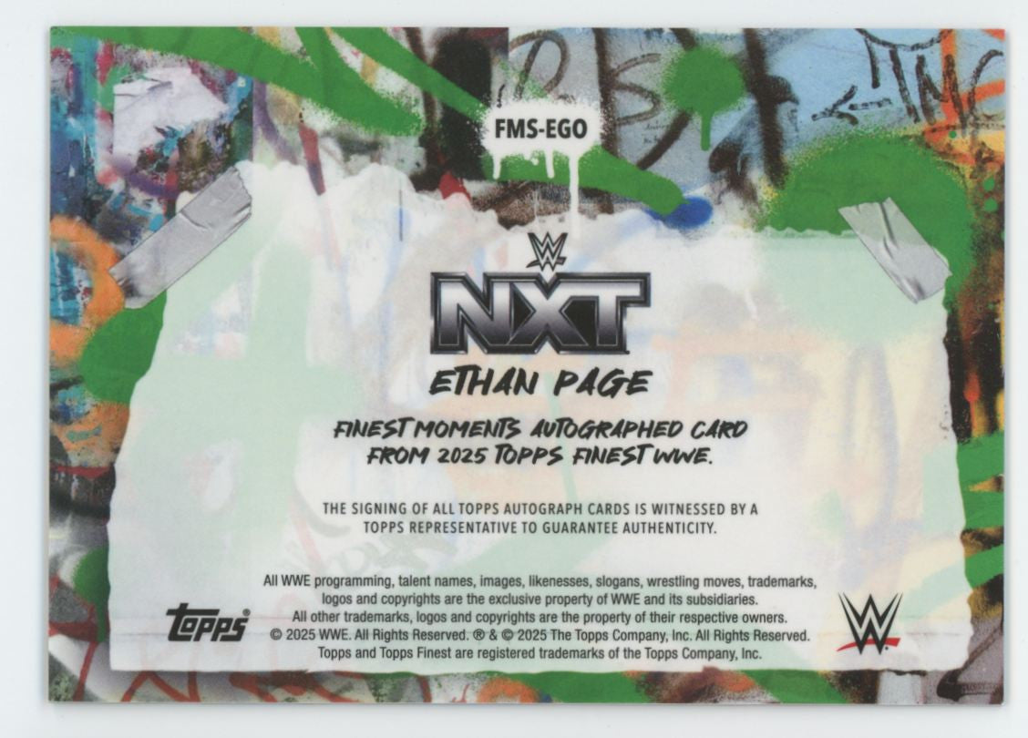 2025 Topps Finest WWE Ethan Page Blue Checkerboard Refractor Moments Auto /75