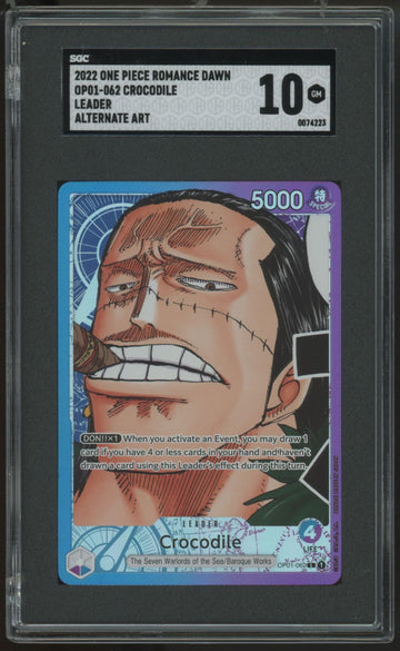 2022 One Piece Crocodile Romance Dawn Alternate Art #OP01-062 SGC 10