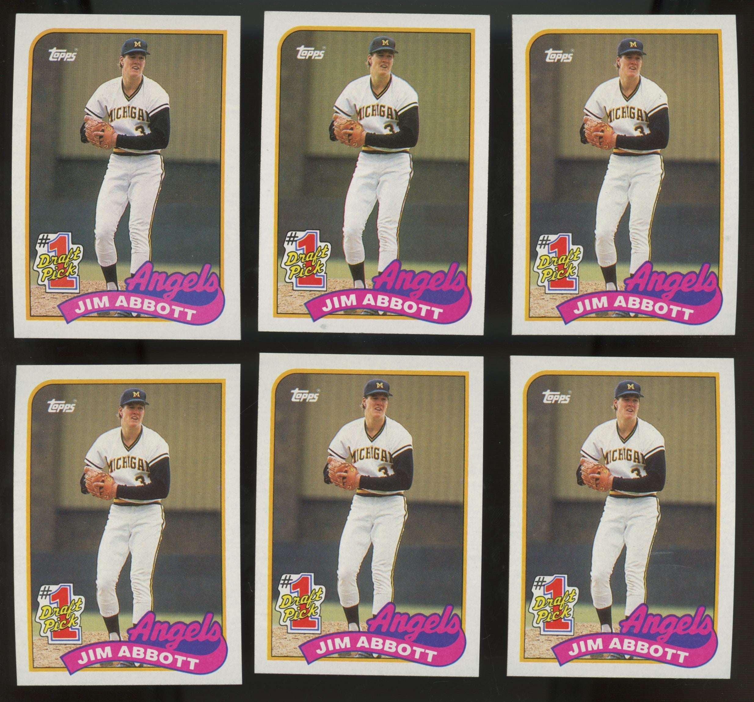 1989 Topps Jim Abbott RC #1 Draft Pick #573 (Lot Of 50)