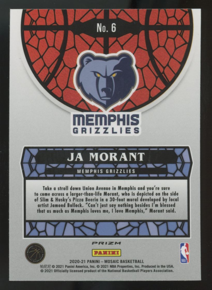 2020-21 Panini Mosaic Ja Morant Stained Glass SSP #6