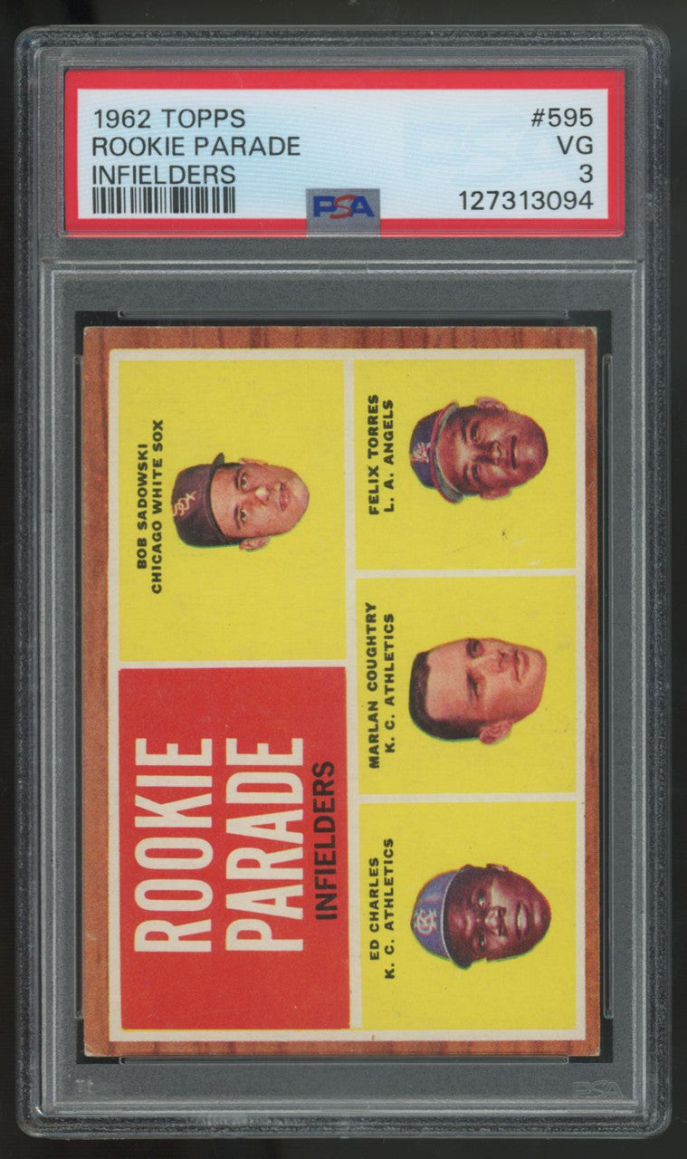 1962 Topps Sadowski/Charles/Coughtry/Torres RC Rooke Parade #595 PSA 3
