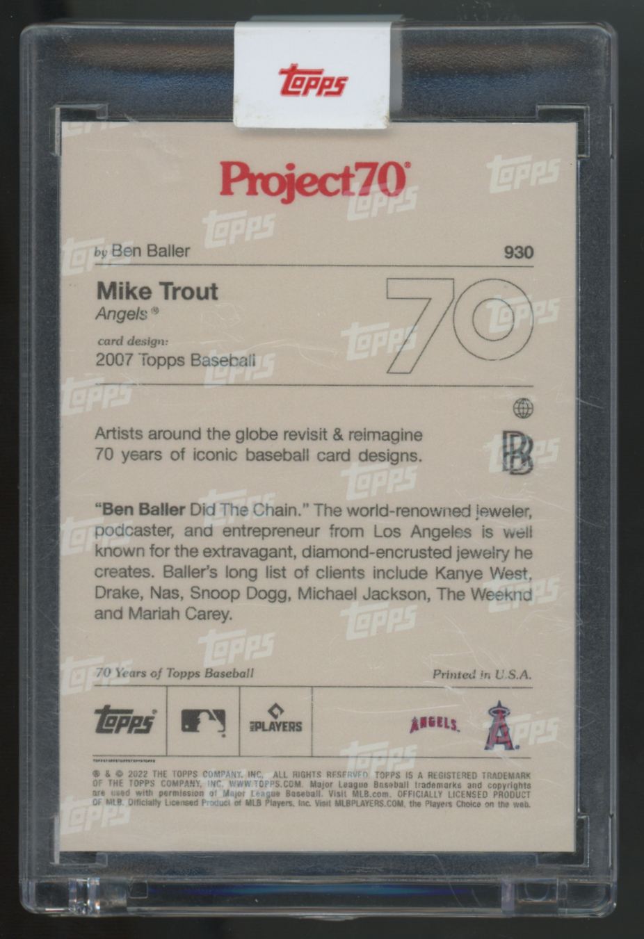 2021 Topps Project70 Mike Trout 2007 Ben Baller #930