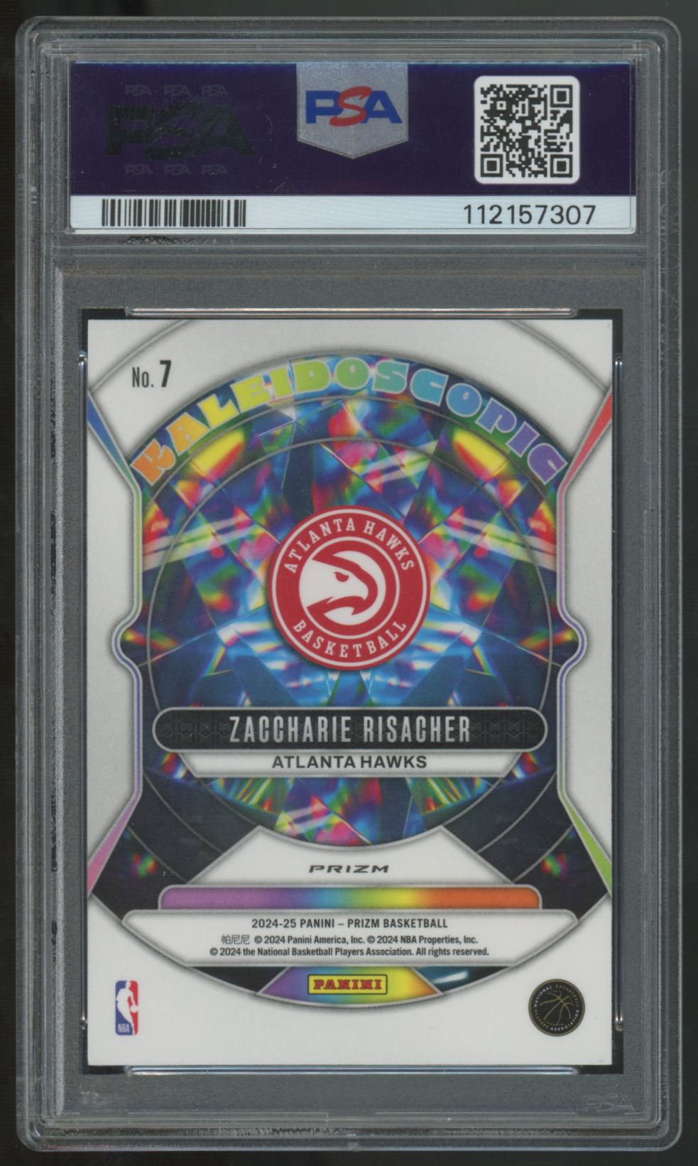 2024-25 Panini Prizm Zaccharie Risacher RC Kaleidoscopic Silver #7 PSA 10