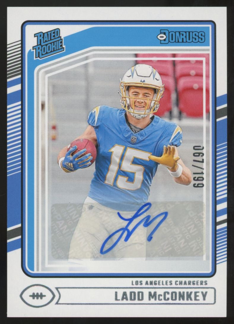 2024 Panini Donruss Ladd McConkey RC Rated Rookie Auto /199 #328