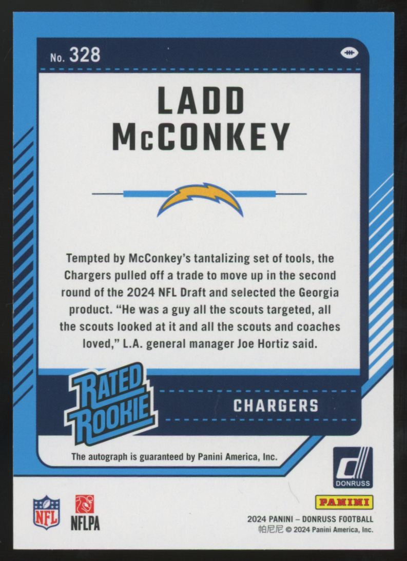 2024 Panini Donruss Ladd McConkey RC Rated Rookie Auto /199 #328