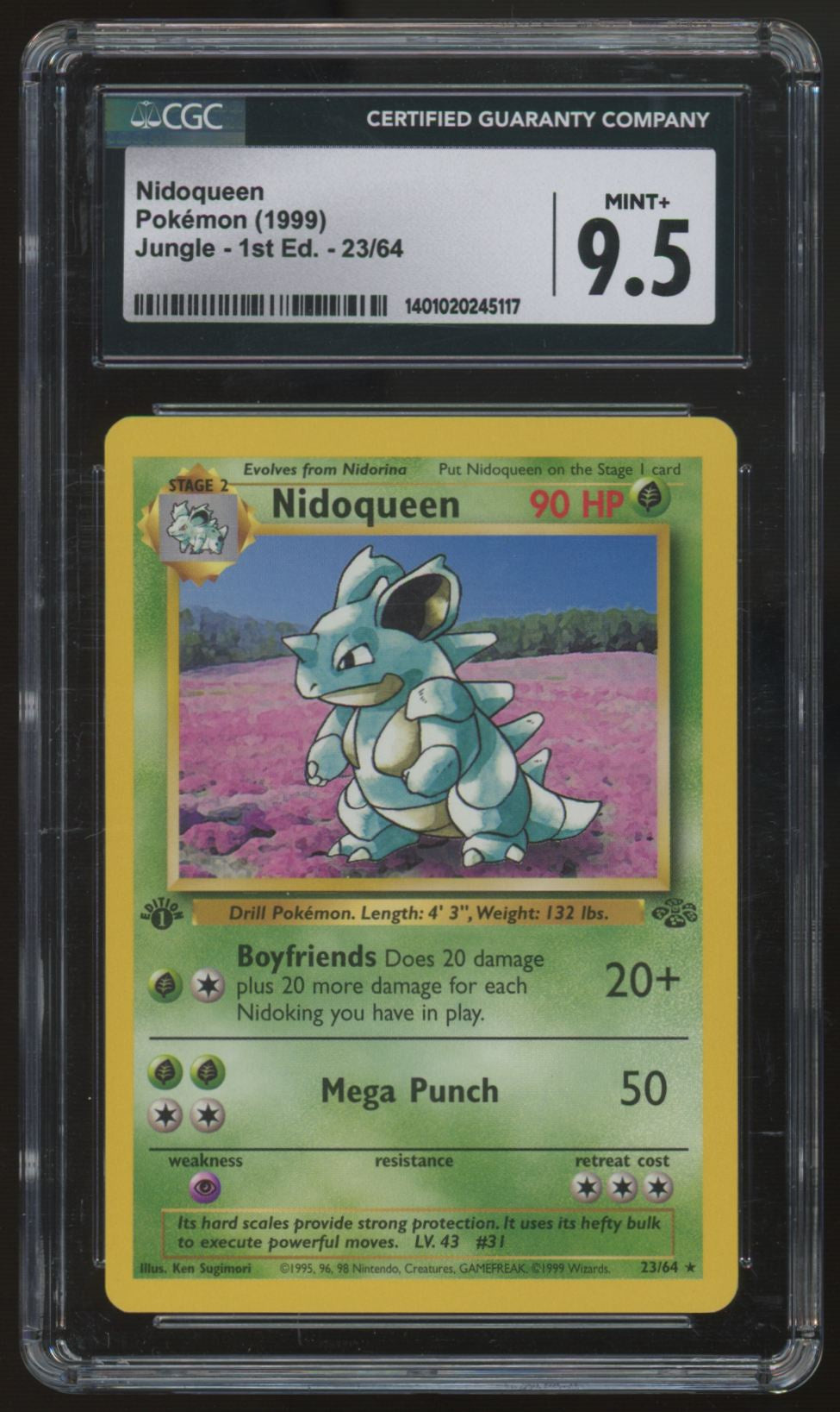1999 Pokemon Nidoqueen Jungle 1st Edition #23 CGC 9.5