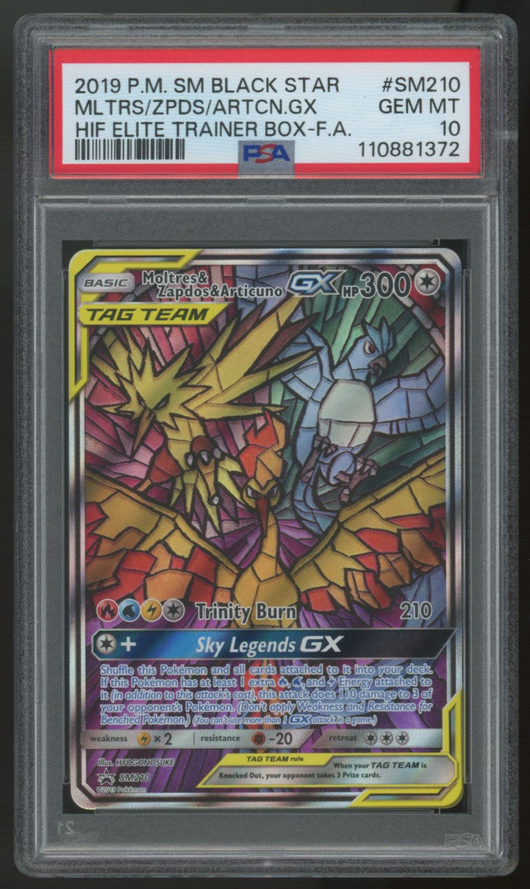 2019 Pokemon Moltres & Zapdos & Articuno GX Promo #SM210 PSA 10