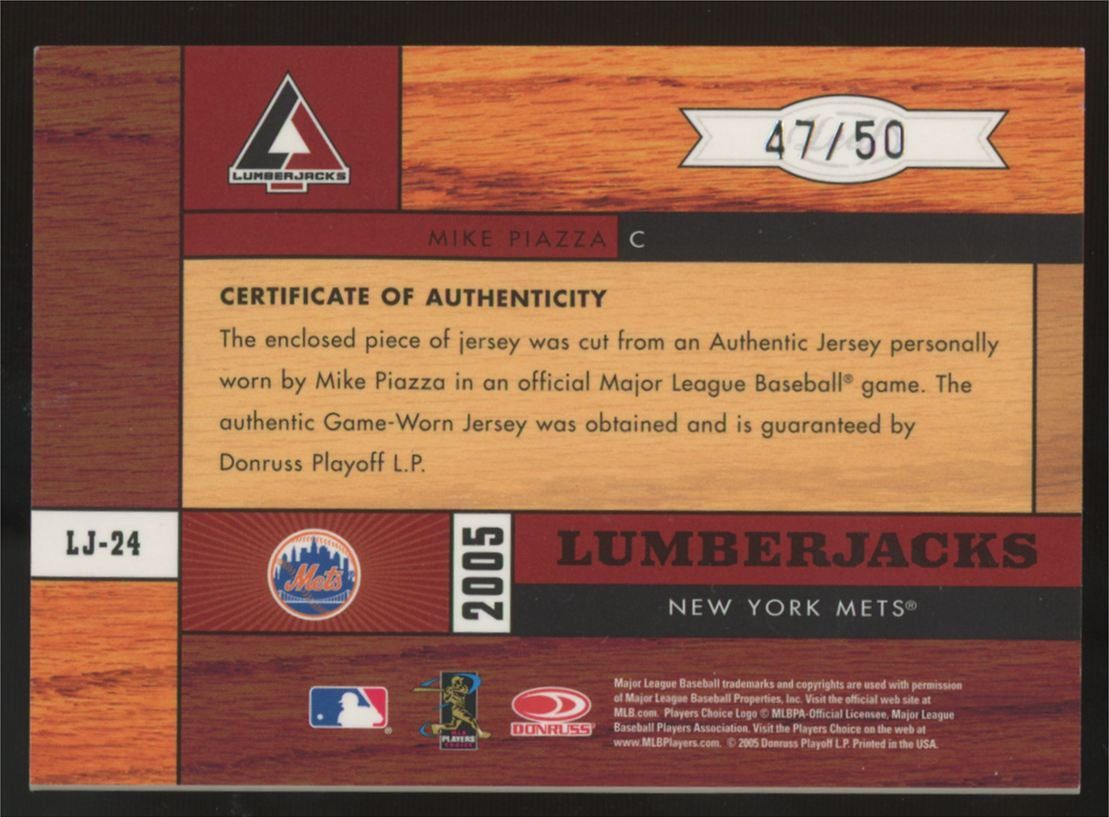 2005 Leaf Limited Mike Piazza Lumberjacks Prime Patch /50 #LJ-24