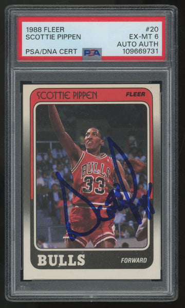 1988-89 Fleer Scottie Pippen RC Signed Auto #20 PSA 6 Auto Authentic