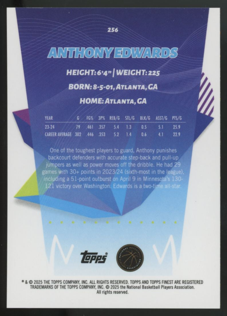 2024-25 Topps Finest Anthony Edwards Blue Geometric /25 #256