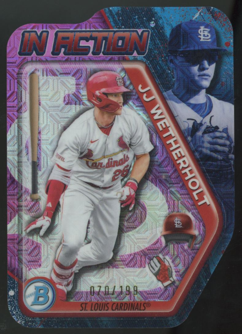2025 Bowman Draft Mega JJ Wetherholt In Action Pink Refractor /199 #BIA-25