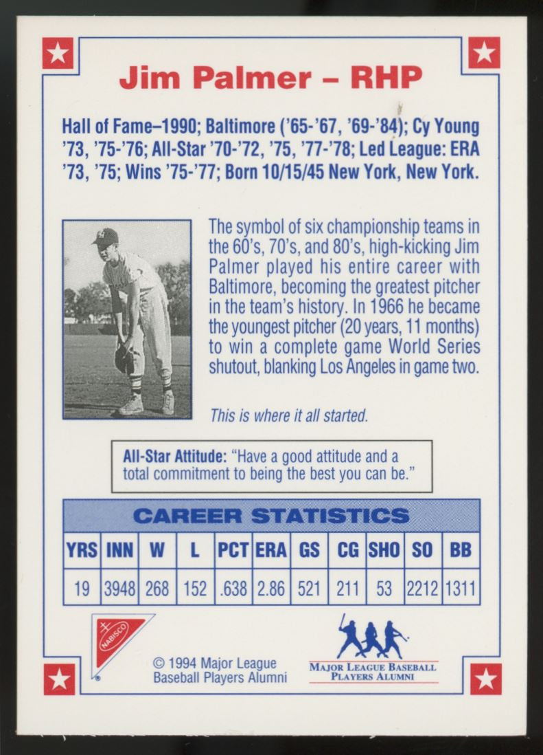 1994 Nabisco All-Star Legends Jim Palmer Limited Edition Auto
