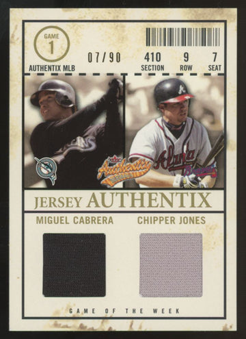 2005 Fleer Authentix Cabrera/Jones Game Of The Week Dual Patch /90 #JAGW-CJ2