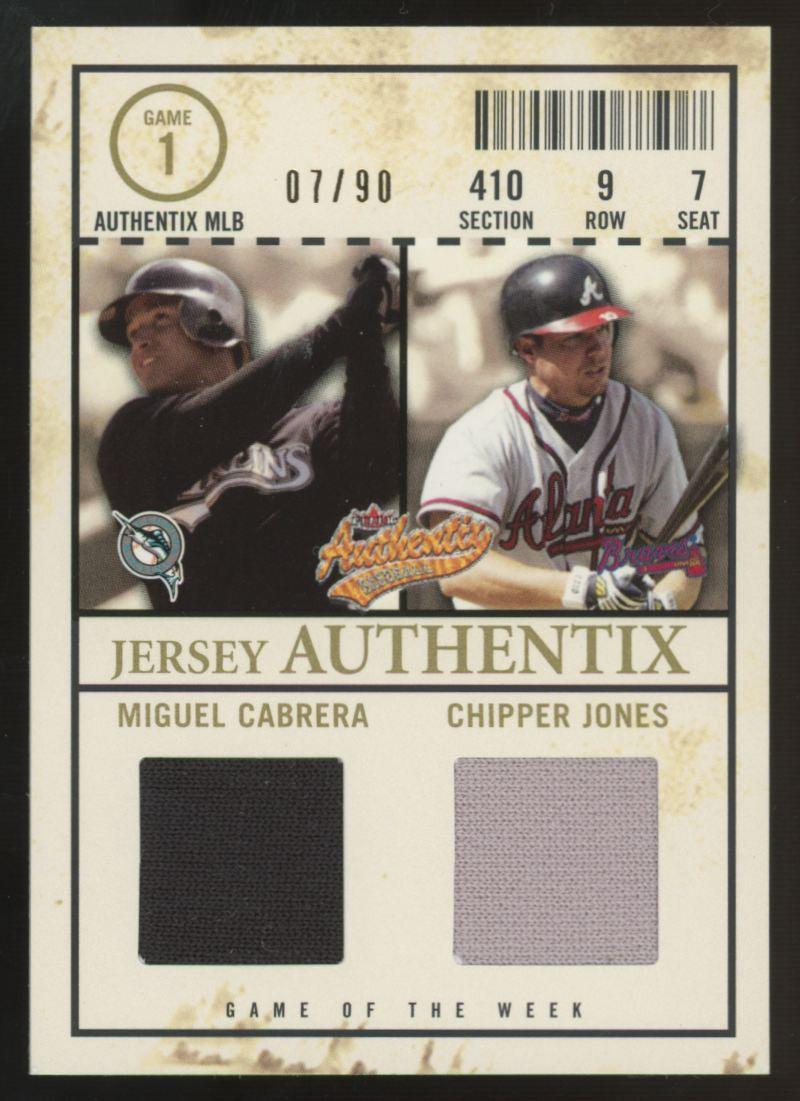 2005 Fleer Authentix Cabrera/Jones Game Of The Week Dual Patch /90 #JAGW-CJ2