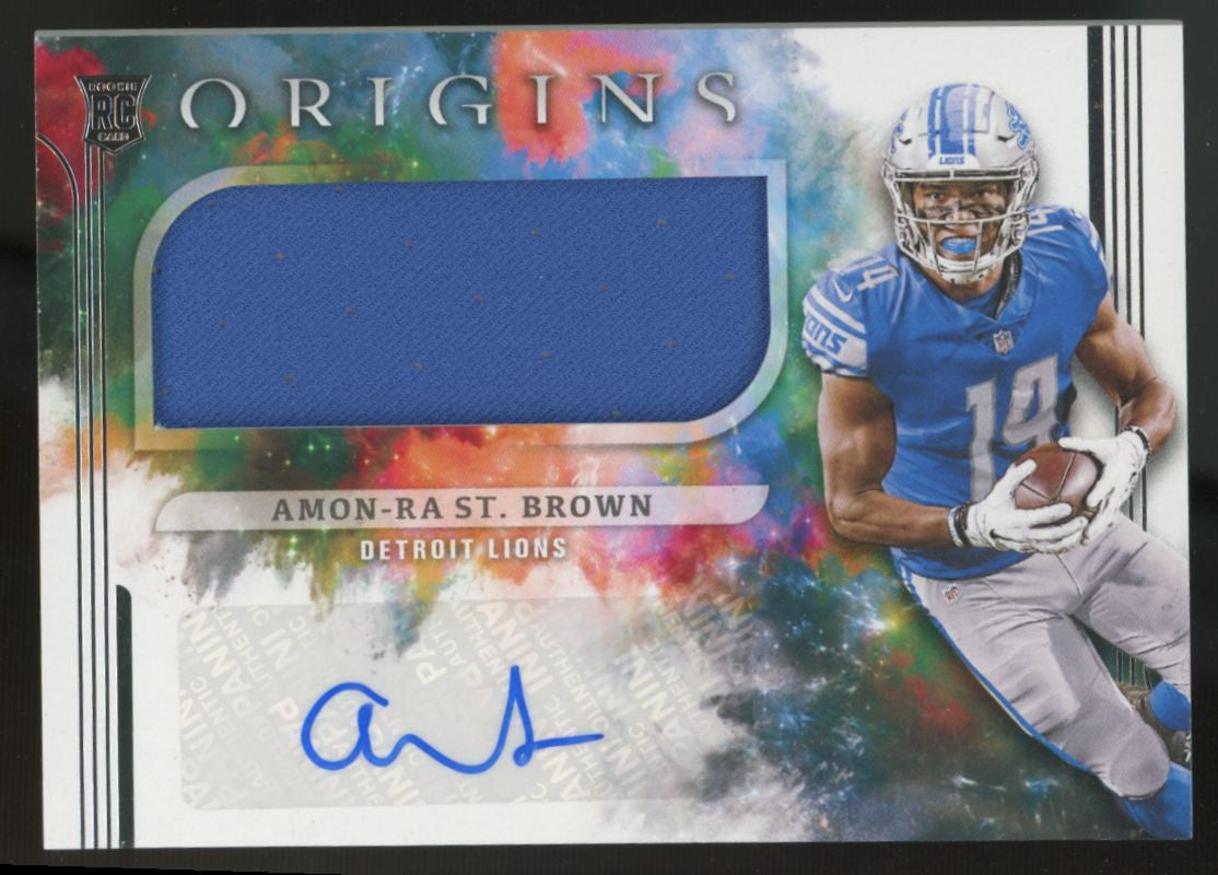 2021 Origins Amon-Ra St. Brown RC Jumbo Patch Auto RPA #183