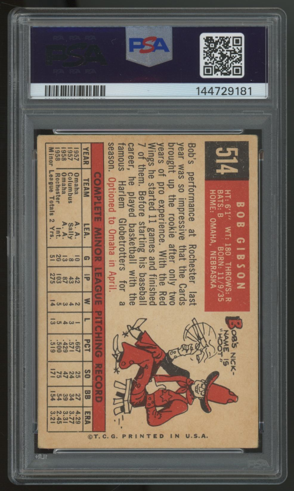 1959 Topps Baseball Complete Set (572) VG-EX w/ Gibson RC PSA 3.5