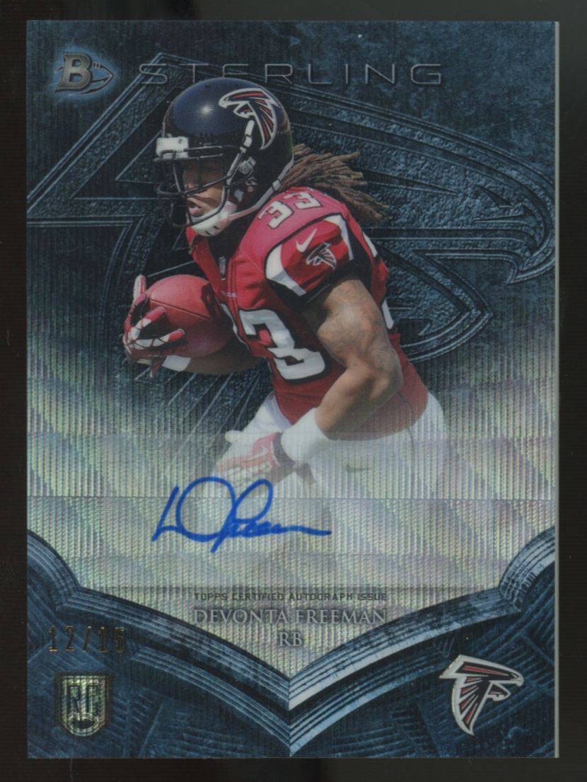 2014 Bowman Sterling Devonta Freeman RC Blue Wave Auto /15 #BSA-DFR