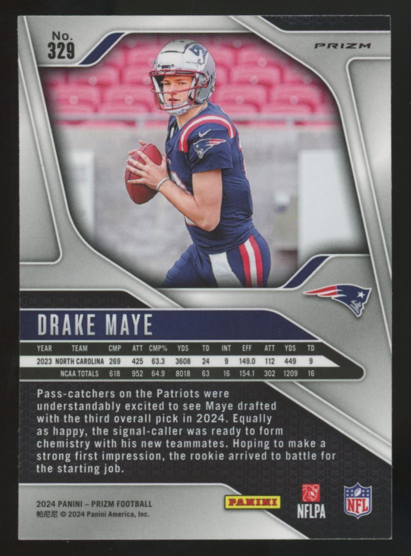 2024 Panini Prizm Drake Maye RC Neon Green Pulsar #328