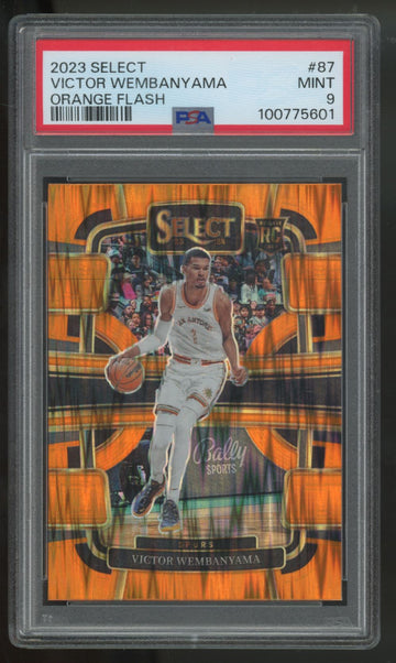 2023-24 Select Victor Wembanyama RC Concourse Orange Flash Prizm #87 PSA 9