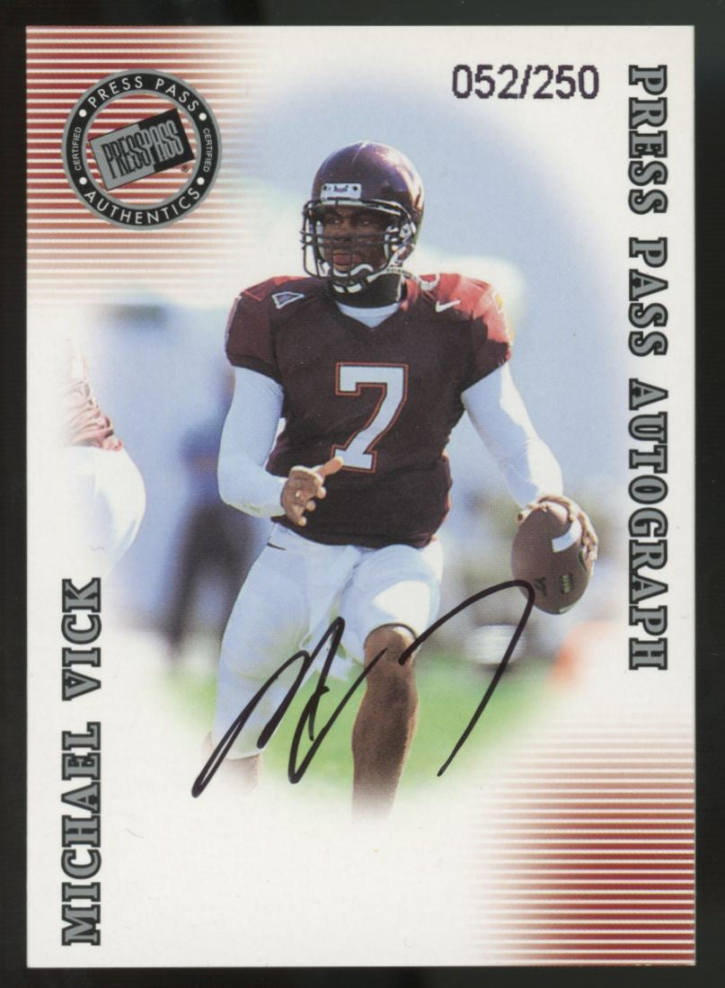 2001 Press Pass Authentics Michael Vick RC Signature Edition Auto /250