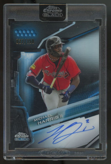 2026 Topps Chrome Black Michael Harris II Blue Refractor Auto /150 #CBA-MHA