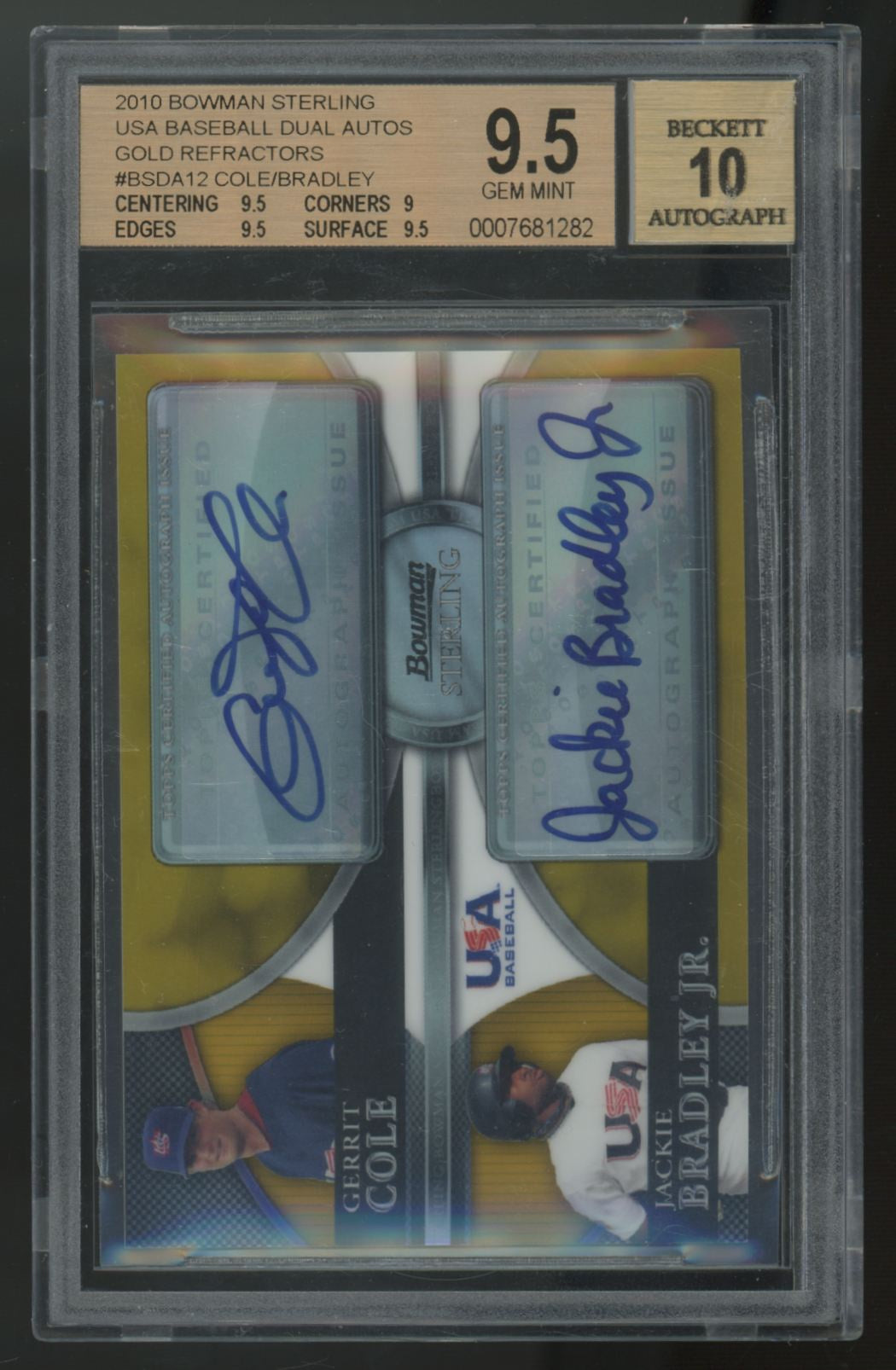 2010 Bowman Sterling Cole/Bradley Jr. Gold USA Dual Auto /50 #BSDA-12 BGS 9.5 10