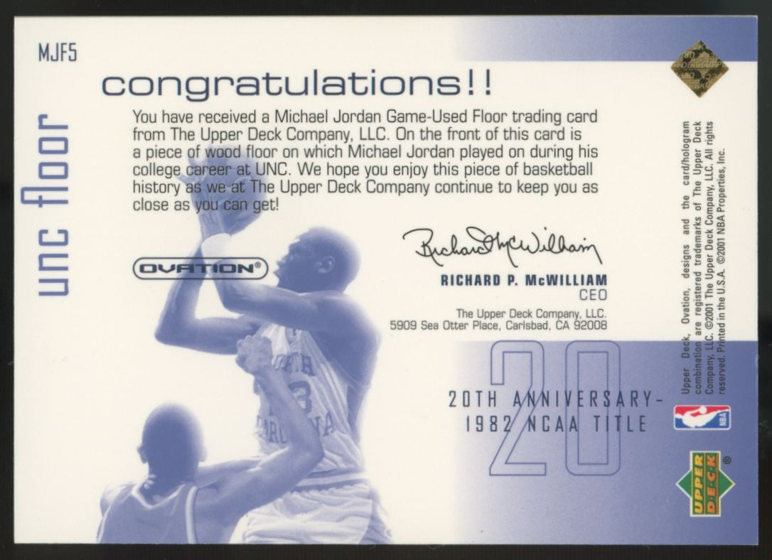 2001-02 Upper Deck Ovation Michael Jordan UNC Floor Relic #MJF5