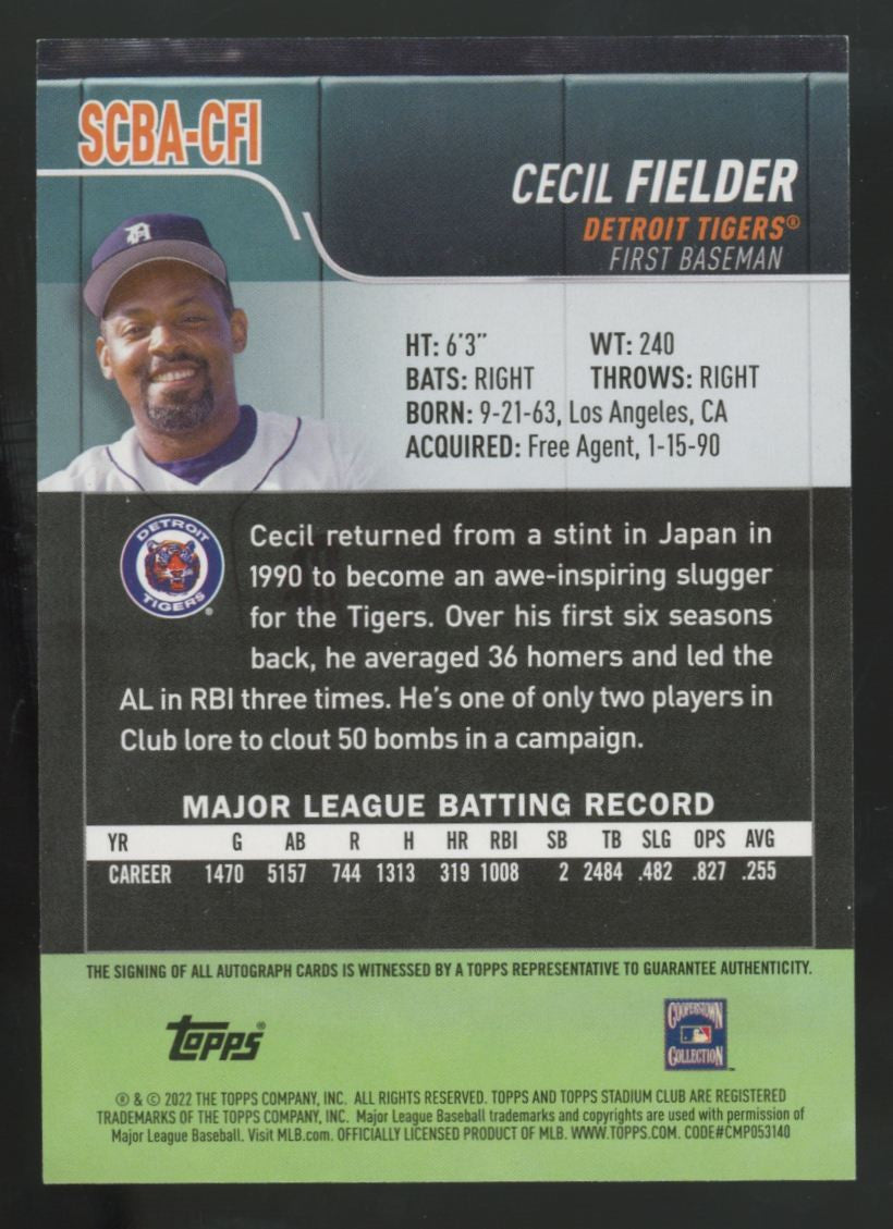 2022 Topps Stadium Club Cecil Fielder Auto #SCBA-CFI