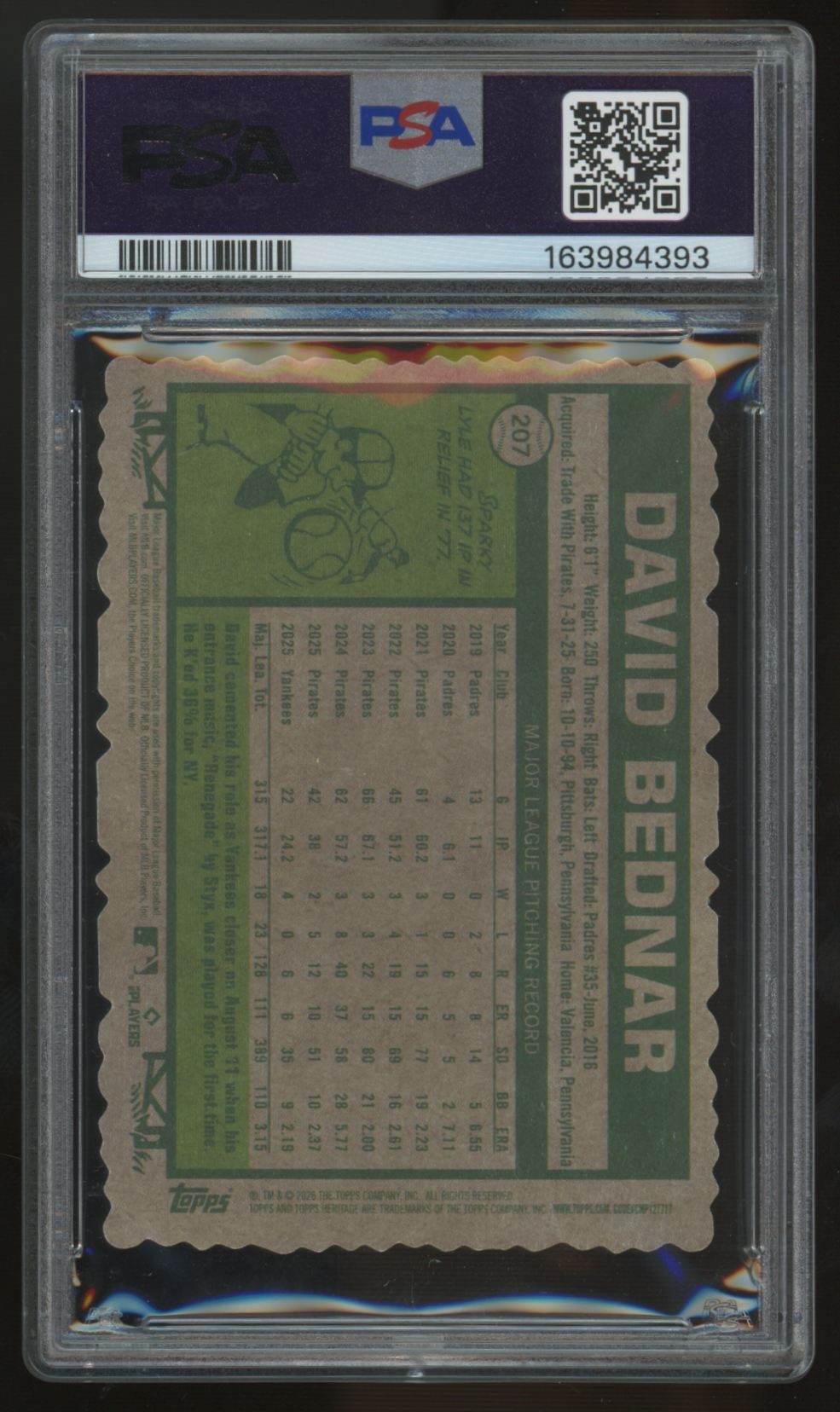 2026 Topps Heritage David Bednar Deckle Edge #207 PSA 10