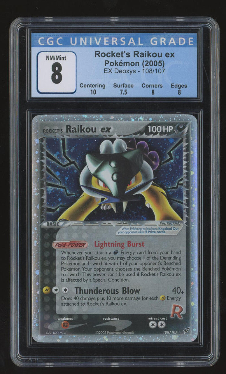 Pokemon EX Deoxys - Rocket's Raikou ex Secret Rare CGC NM-Mint 8 108/107