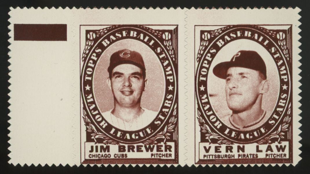 1961 Topps Jim Brewer / Vern Law Stamp Panel EX/MT