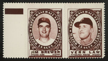 1961 Topps Jim Brewer / Vern Law Stamp Panel EX/MT